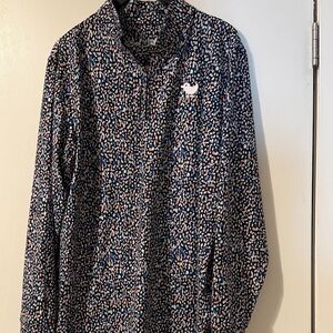 Bad Birdie Navy Button-Down Shirt with Blue & Pink Speckle